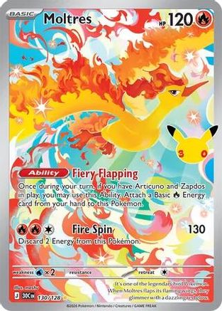 Moltres 130/128 Holofoil [ME: 30th Celebration] Pokemon Single Pokémon
