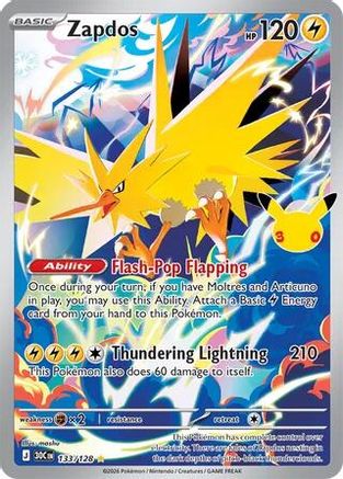 Zapdos 133/128 Holofoil [ME: 30th Celebration] Pokemon Single Pokémon