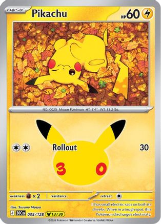 Pikachu 35/128 Holofoil [ME: 30th Celebration] Pokemon Single Pokémon