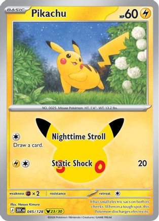 Pikachu 45/128 Holofoil [ME: 30th Celebration] Pokemon Single Pokémon