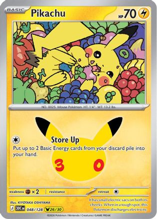 Pikachu 48/128 Holofoil [ME: 30th Celebration] Pokemon Single Pokémon