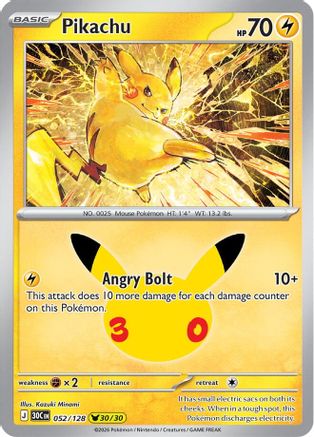 Pikachu 52/128 Holofoil [ME: 30th Celebration] Pokemon Single Pokémon