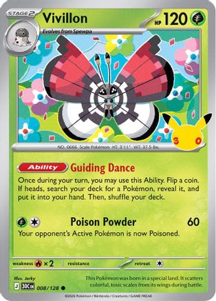 Vivillon 8 Holofoil [ME: 30th Celebration] Pokemon Single Pokémon