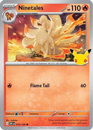 Ninetales 10 Holofoil [ME: 30th Celebration] Pokemon Single Pokémon