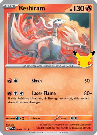 Reshiram 14 Holofoil [ME: 30th Celebration] Pokemon Single Pokémon