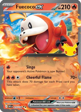 Fuecoco ex 15/128 Holofoil [ME: 30th Celebration] Pokemon Single Pokémon