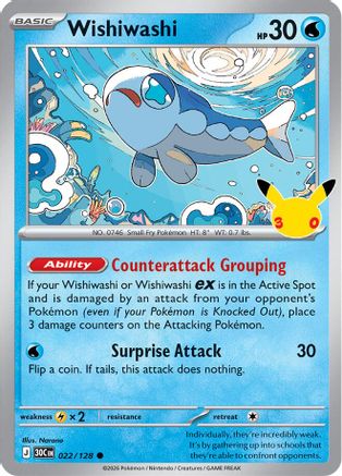 Wishiwashi 22 Holofoil [ME: 30th Celebration] Pokemon Single Pokémon
