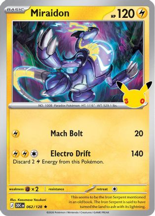 Miraidon 62 Holofoil [ME: 30th Celebration] Pokemon Single Pokémon