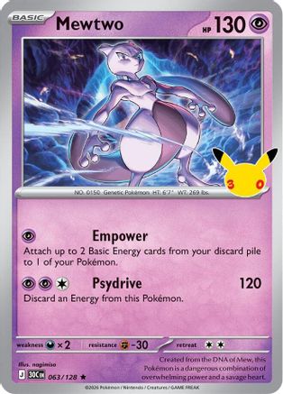 Mewtwo 63 Holofoil [ME: 30th Celebration] Pokemon Single Pokémon