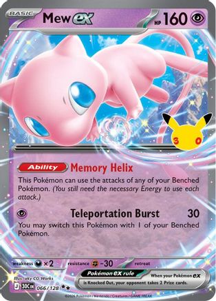 Mew ex 66/128 Holofoil [ME: 30th Celebration] Pokemon Single Pokémon