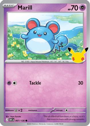 Marill 67 Holofoil [ME: 30th Celebration] Pokemon Single Pokémon