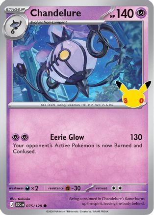 Chandelure 75/128 Holofoil [ME: 30th Celebration] Pokemon Single Pokémon