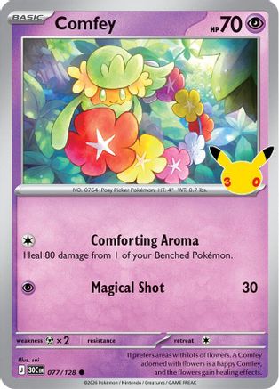 Comfey 77 Holofoil [ME: 30th Celebration] Pokemon Single Pokémon