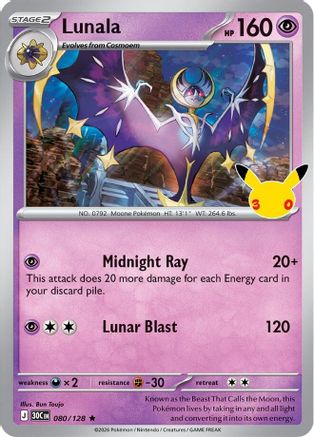 Lunala 80 Holofoil [ME: 30th Celebration] Pokemon Single Pokémon