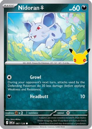 Nidoran F 87 Holofoil [ME: 30th Celebration] Pokemon Single Pokémon
