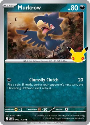 Murkrow 93 Holofoil [ME: 30th Celebration] Pokemon Single Pokémon
