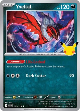 Yveltal 100 Holofoil [ME: 30th Celebration] Pokemon Single Pokémon