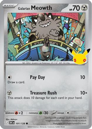 Galarian Meowth 101/128 Holofoil [ME: 30th Celebration] Pokemon Single Pokémon