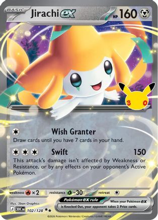 Jirachi ex 102/128 Holofoil [ME: 30th Celebration] Pokemon Single Pokémon