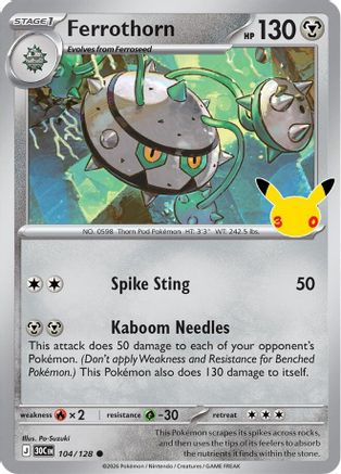 Ferrothorn 104 Holofoil [ME: 30th Celebration] Pokemon Single Pokémon