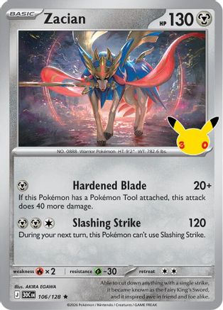 Zacian 106 Holofoil [ME: 30th Celebration] Pokemon Single Pokémon