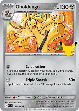 Gholdengo 108/128 Holofoil [ME: 30th Celebration] Pokemon Single Pokémon