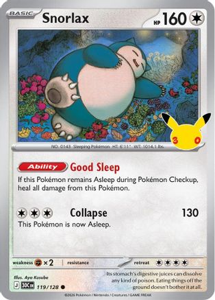 Snorlax 119 Holofoil [ME: 30th Celebration] Pokemon Single Pokémon