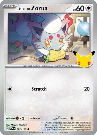 Hisuian Zorua 122/128 Holofoil [ME: 30th Celebration] Pokemon Single Pokémon
