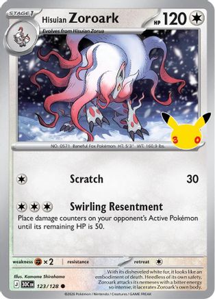Hisuian Zoroark 123 Holofoil [ME: 30th Celebration] Pokemon Single Pokémon