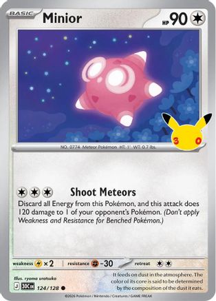 Minior 124 Holofoil [ME: 30th Celebration] Pokemon Single Pokémon