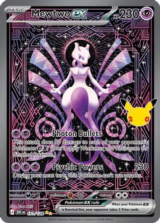 Mewtwo ex 151/128 Holofoil [ME: 30th Celebration] Pokemon Single Pokémon