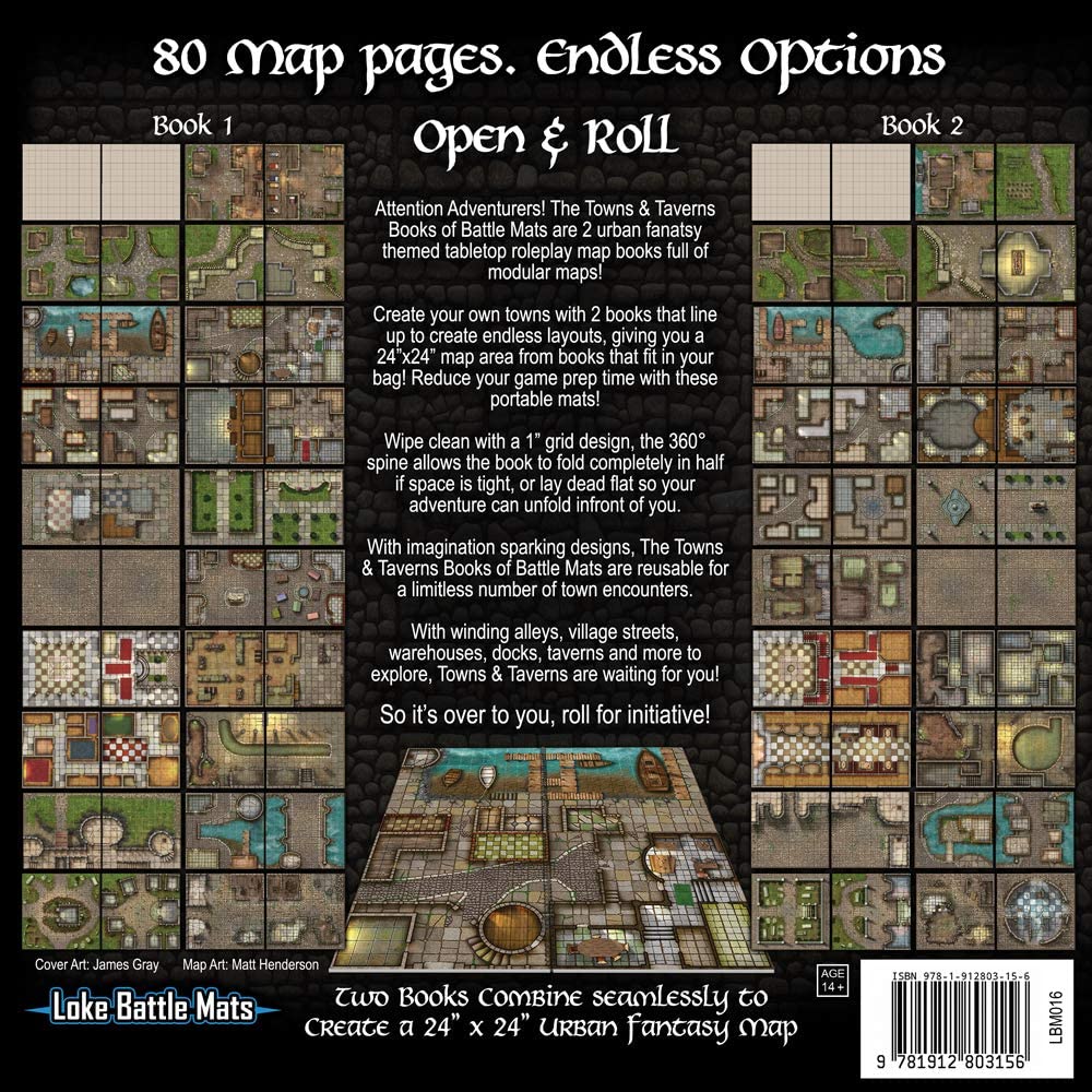 Loke Mats: Book of Battle Mats - Towns and Taverns RPG Miniatures Loke Mats   