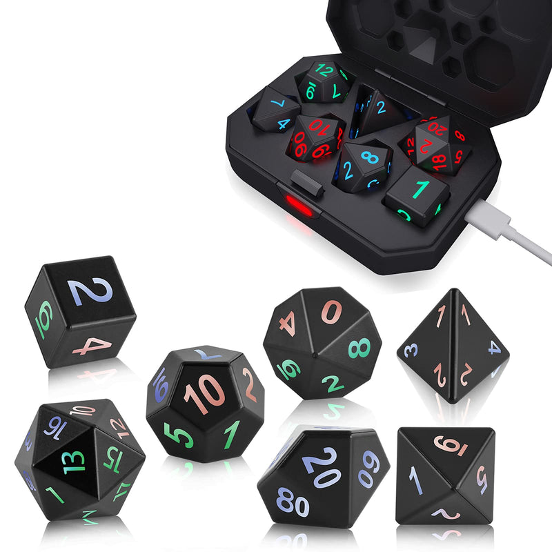 Flashing LED 7-Die Set Rainbow Dice & Gaming Accessories Taps Imports