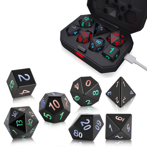 Flashing LED 7-Die Set Rainbow Dice & Gaming Accessories Taps Imports