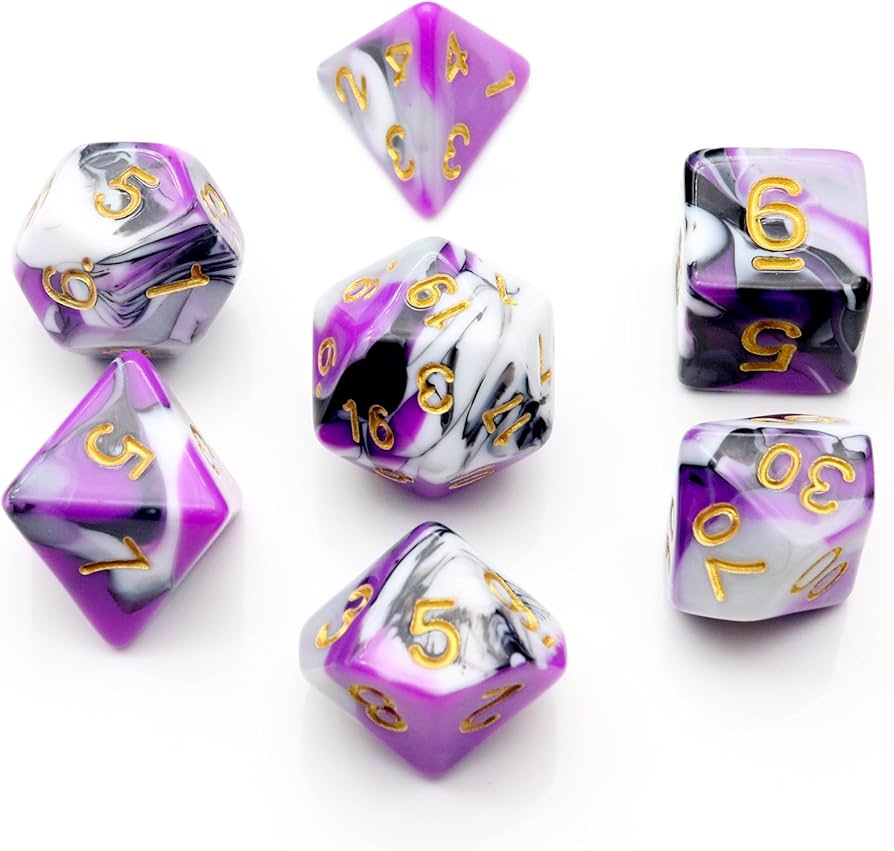 Seriously Good Dice: Fantastic Marble 7 Die Set "Toxic Dream" Dice & Counters Taps Imports   