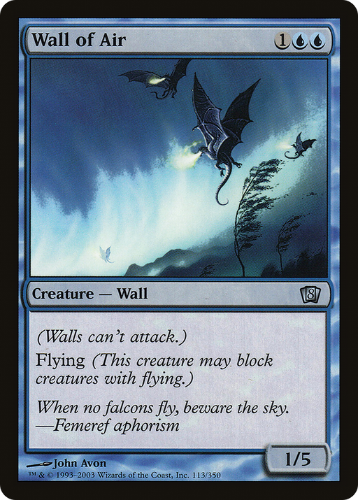 Wall of Air (8ED-113) [8th Edition] Foil MTG Single Wizards of the Coast