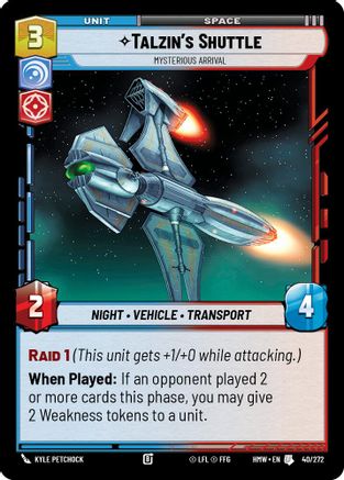 Talzin's Shuttle - Mysterious Arrival (40/272) [Homeworlds] Star Wars: Unlimited Single Disney