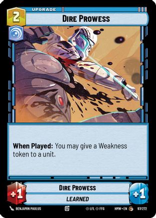 Dire Prowess (97/272) [Homeworlds] Star Wars: Unlimited Single Disney