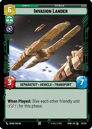 Invasion Lander (111/272) [Homeworlds] Star Wars: Unlimited Single Disney
