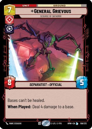 General Grievous - Scourge of Dathomir (159/272) [Homeworlds] Star Wars: Unlimited Single Disney