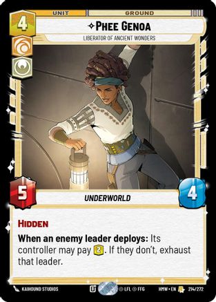 Phee Genoa - Liberator of Ancient Wonders (214/272) [Homeworlds] Star Wars: Unlimited Single Disney