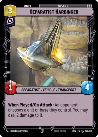 Separatist Harbinger (244/272) [Homeworlds] Star Wars: Unlimited Single Disney