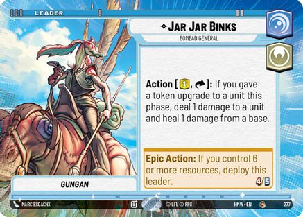 Jar Jar Binks - Bombad General (Hyperspace) (277) [Homeworlds] Star Wars: Unlimited Single Disney