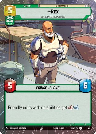Rex - Outserved His Purpose (Hyperspace) (413) [Homeworlds] Star Wars: Unlimited Single Disney