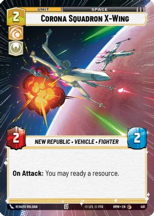 Corona Squadron X-Wing (Hyperspace) (481) [Homeworlds] Star Wars: Unlimited Single Disney