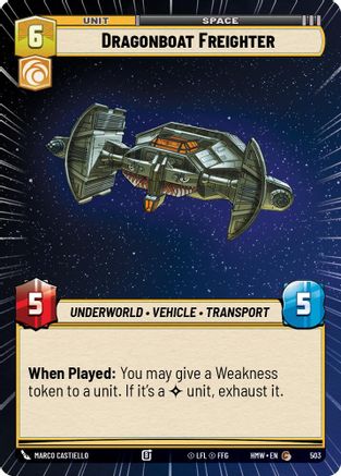 Dragonboat Freighter (Hyperspace) (503) [Homeworlds] Star Wars: Unlimited Single Disney