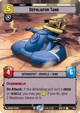 Defoliator Tank (Hyperspace) (520) [Homeworlds] Star Wars: Unlimited Single Disney