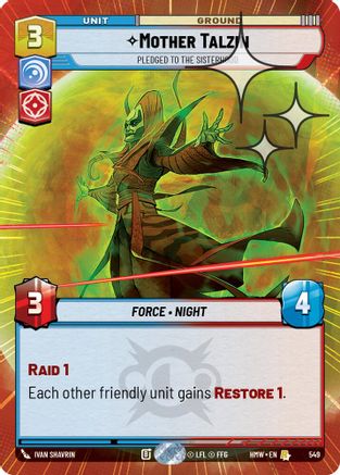 Mother Talzin - Pledged to the Sisterhood (Hyperspace Foil) (549) [Homeworlds] Foil Star Wars: Unlimited Single Disney