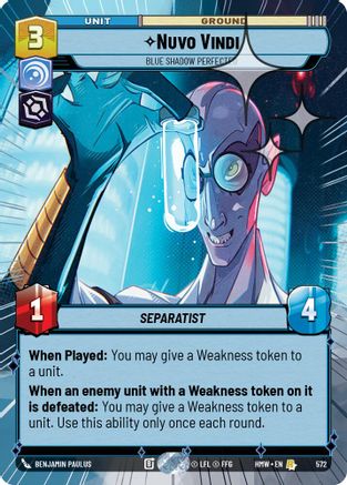 Nuvo Vindi - Blue Shadow Perfected (Hyperspace Foil) (572) [Homeworlds] Foil Star Wars: Unlimited Single Disney