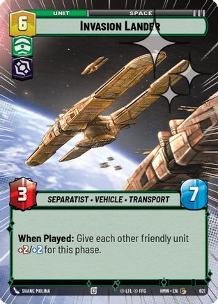 Invasion Lander (Hyperspace Foil) (621) [Homeworlds] Foil Star Wars: Unlimited Single Disney